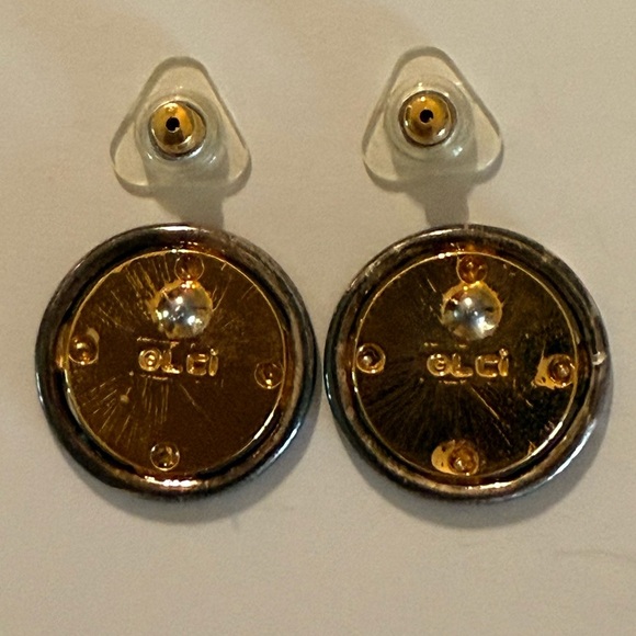 Vintage Liz Claiborne Gold Tone Pierced Earrings Signed Posts Round - Picture 2 of 11